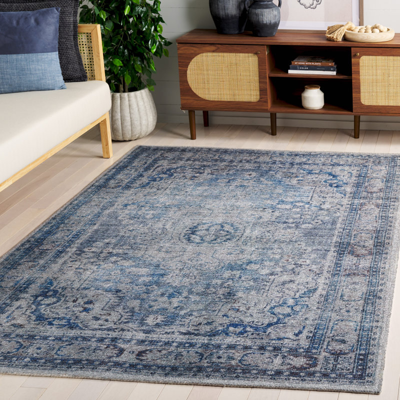 Tapis bleu / gris touffeté à la main Amajae, Rectangle 5 pi x 8 pi