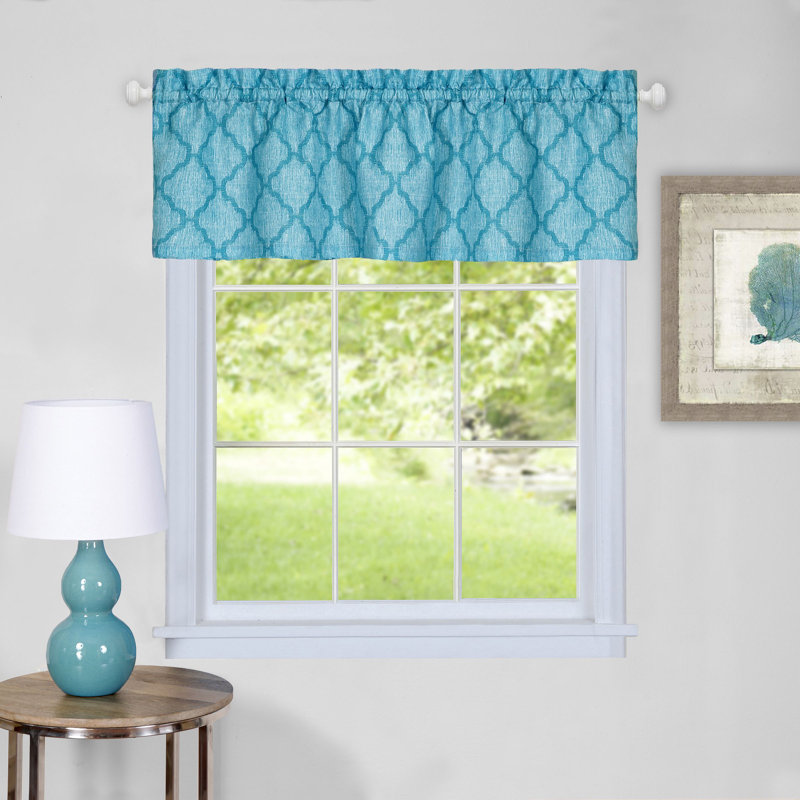 Rideau de cuisine géométrique sur mesure 58 ", l 58 po x L 24 po, Turquoise