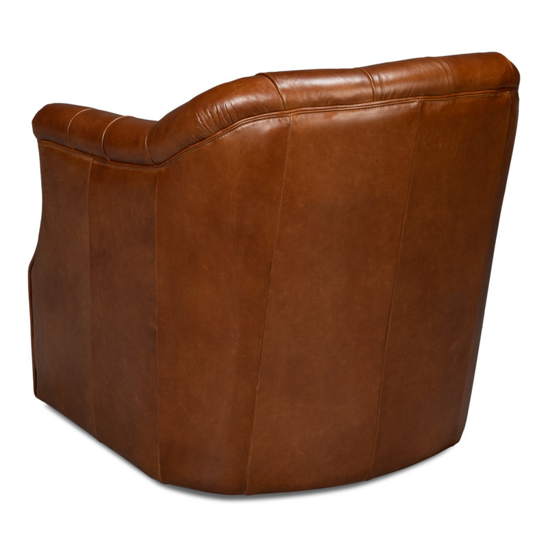 Coolidge Swivel Club Chair, Havana Brown Genuine Leather