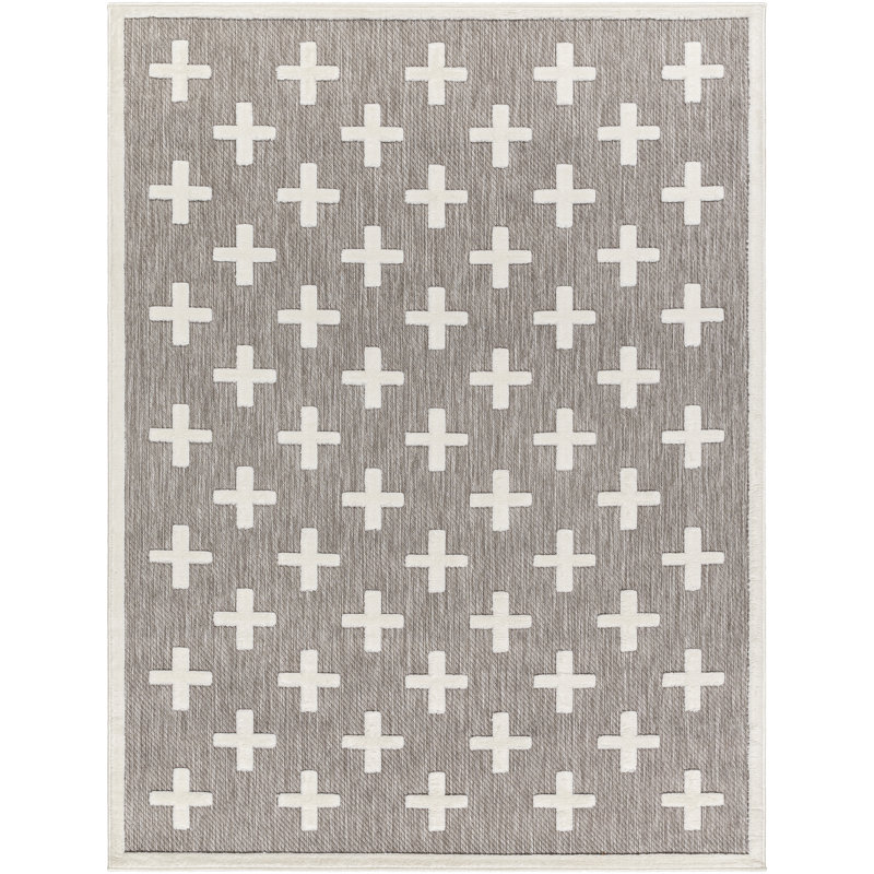 Anga Geometric Indoor / Outdoor Rug, Rectangle 5'3" x 7'