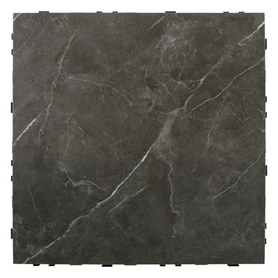 Outdoor Ceramic 12 in. x 12 in. Quick Deck Tiles in Bari Dark Gray  (5 pcs Per Box)