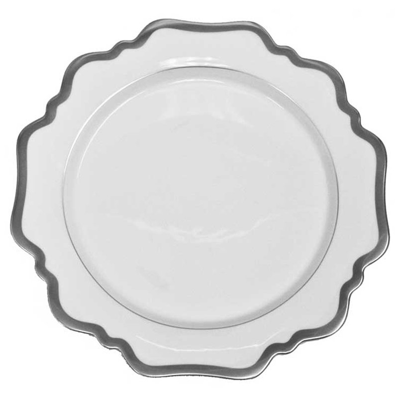 Anna's Palete 10.5" Dinner Plate, White/Platinum
