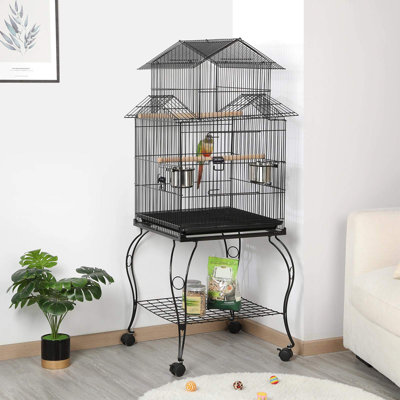Gadbois 55'' Iron Pointed Top Floor Bird Cage with Wheels