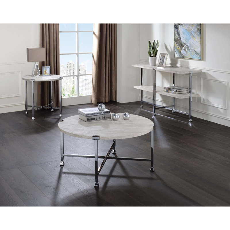 Table basse ronde avec cadre en métal