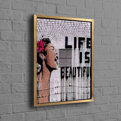 Art mural de style graffiti sur toile de coton Large Life is Beautiful