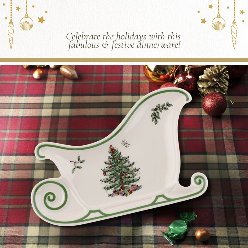 Christmas Tree Serve Sleigh Plate