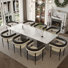 Ensemble de 9 tables de salle à manger extensibles de 63 à 94,5 po avec table en pierre frittée et 8 fauteuils