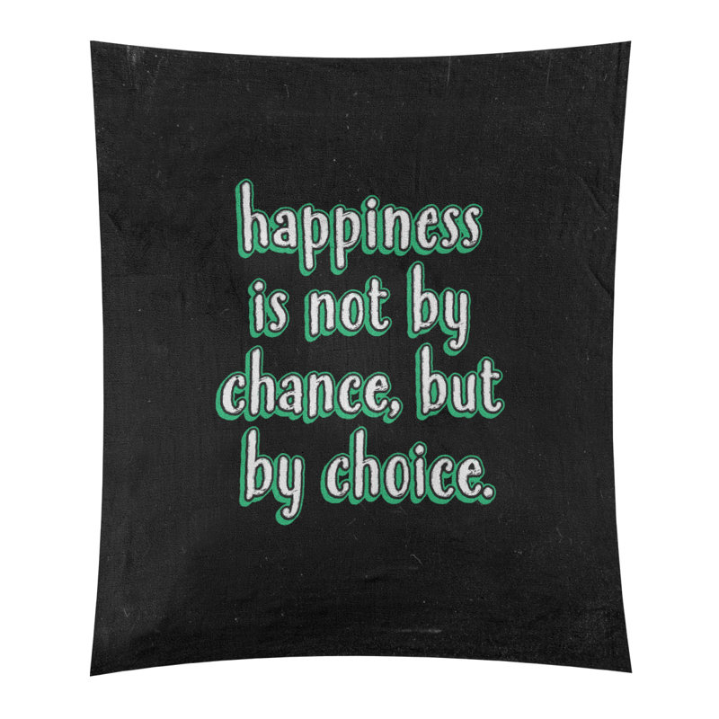 Tapisserie tableau noir en polyester citation de bonheur, H 104 po x l 88 po, Vert