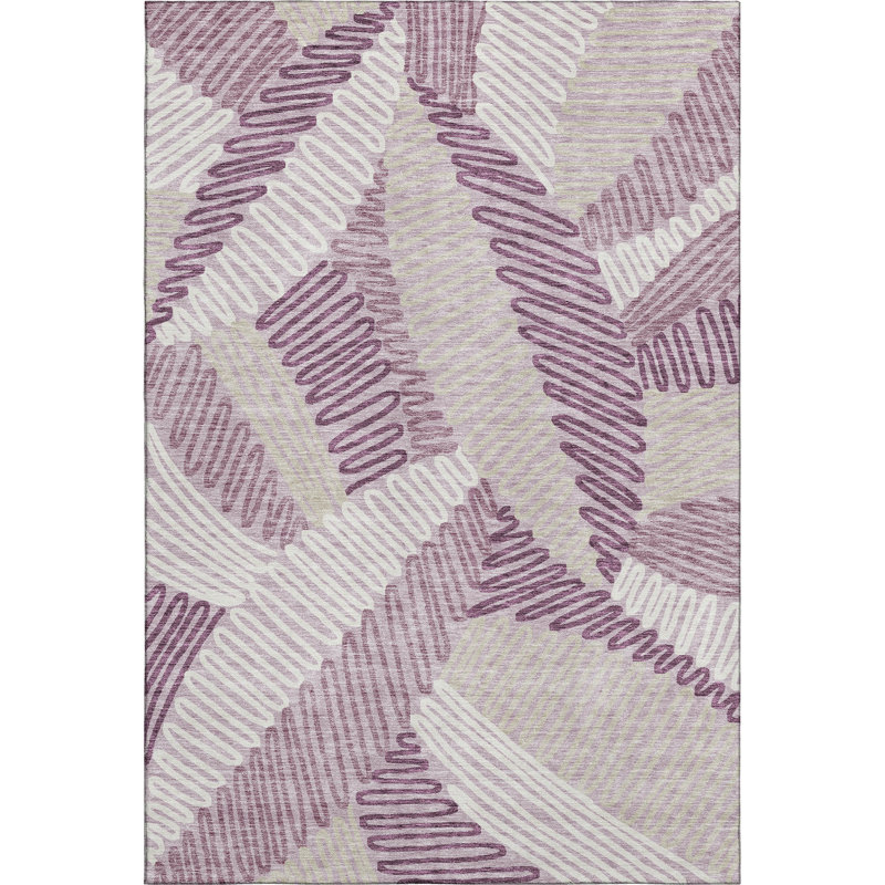 Tapis lavande Prisco lavable à la machine de qualité supérieure, Rectangle 10 pi x 14 pi