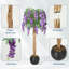 Arbre à fleurs artificiel mauve avec pot de ciment - Vigne suspendue réaliste et mousse pour la décoration intérieure, le bureau, le mariage-1485849198