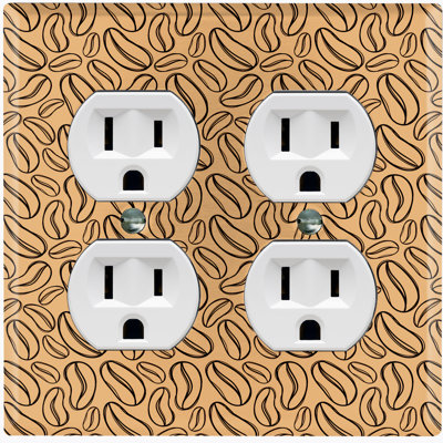 Metal Light Switch Plate Outlet Cover (Coffee Beans Tan Black - Double Duplex)