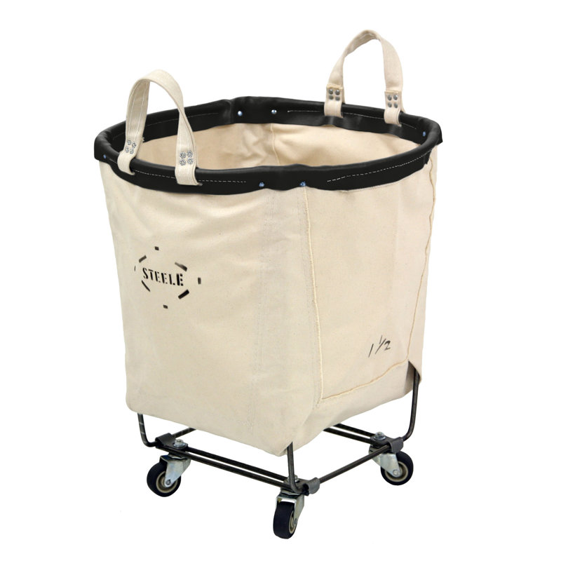 Canvas Round Carry Truck - 1.5 Bu, Black Leather, 2"
