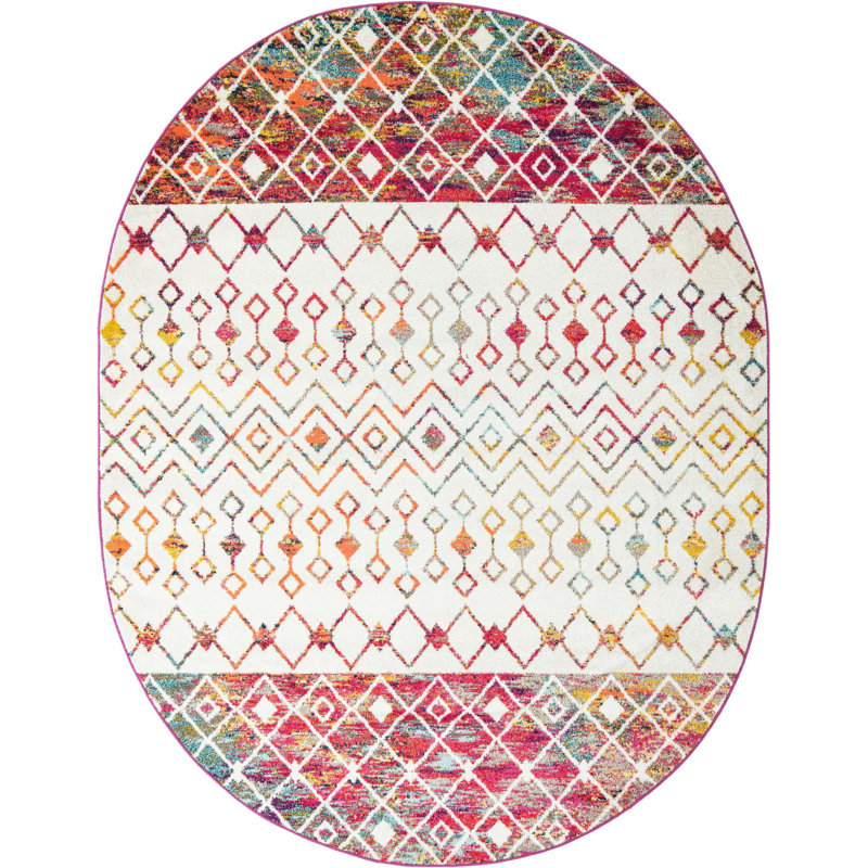 Tapis abstrait en polypropylène tissé à la machine Briehn, Ovale 7 pi 10 po x 10 pi