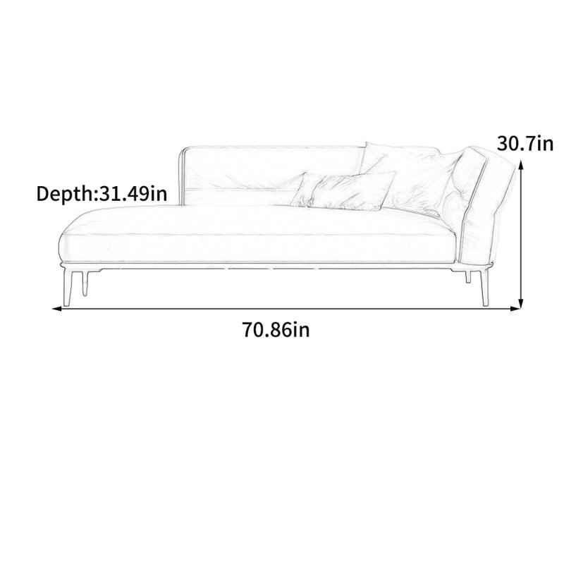 Chaise longue éponge moderne et minimaliste, Face à la droite, Noir