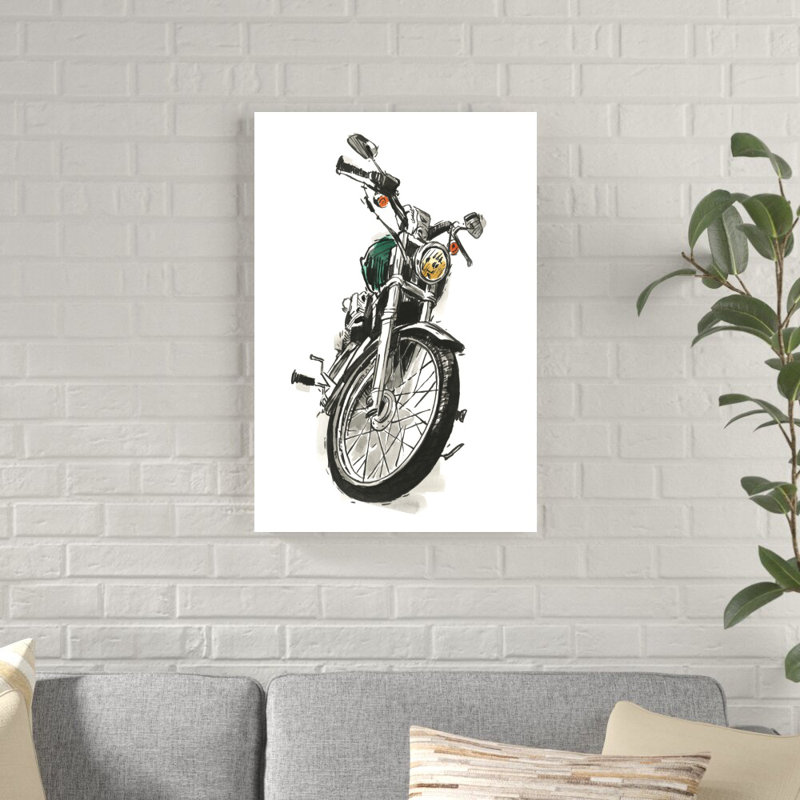 «Motorcycles In Ink I» par Annie Warren, reproduction sur toile tendue, H 30 po x l 20 po