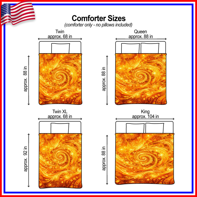 Golden Swirling Patterns Comforter, Queen