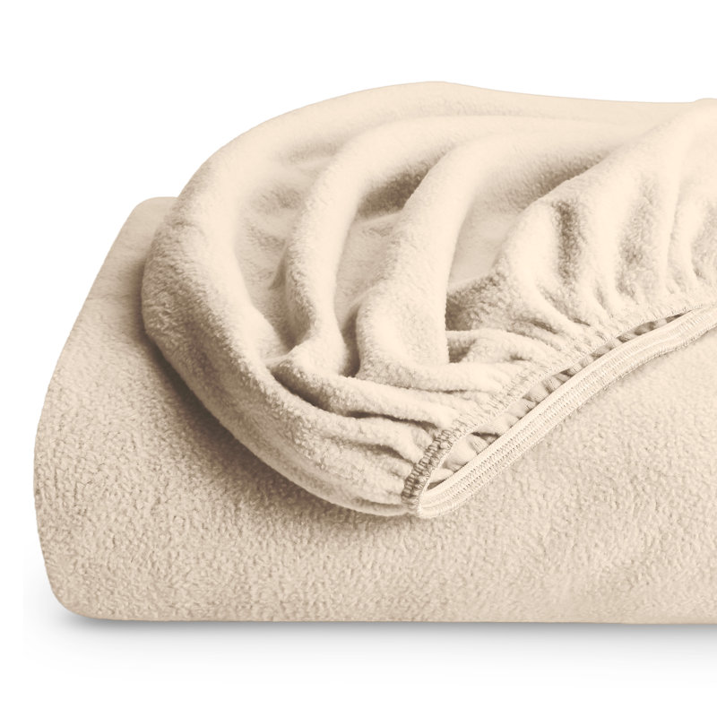 Micro Fleece Super Soft Fitted Sheet, Full/Double Fitted Sheet, Sand