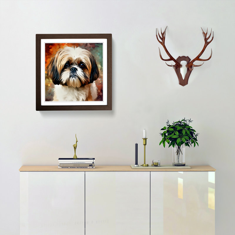 Shih Tzu Digital No.1 - Framed Print, Walnut