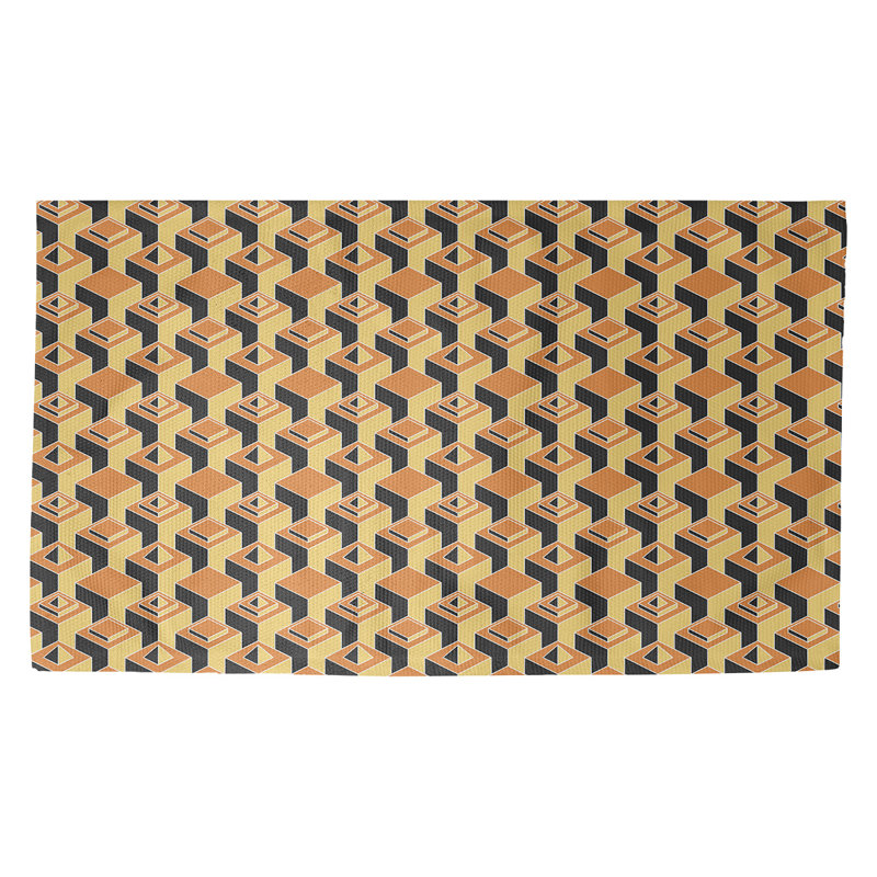 Gratte-ciels jaune/noir Tapis décoratif, Rectangle de 5 pi x 7 pi