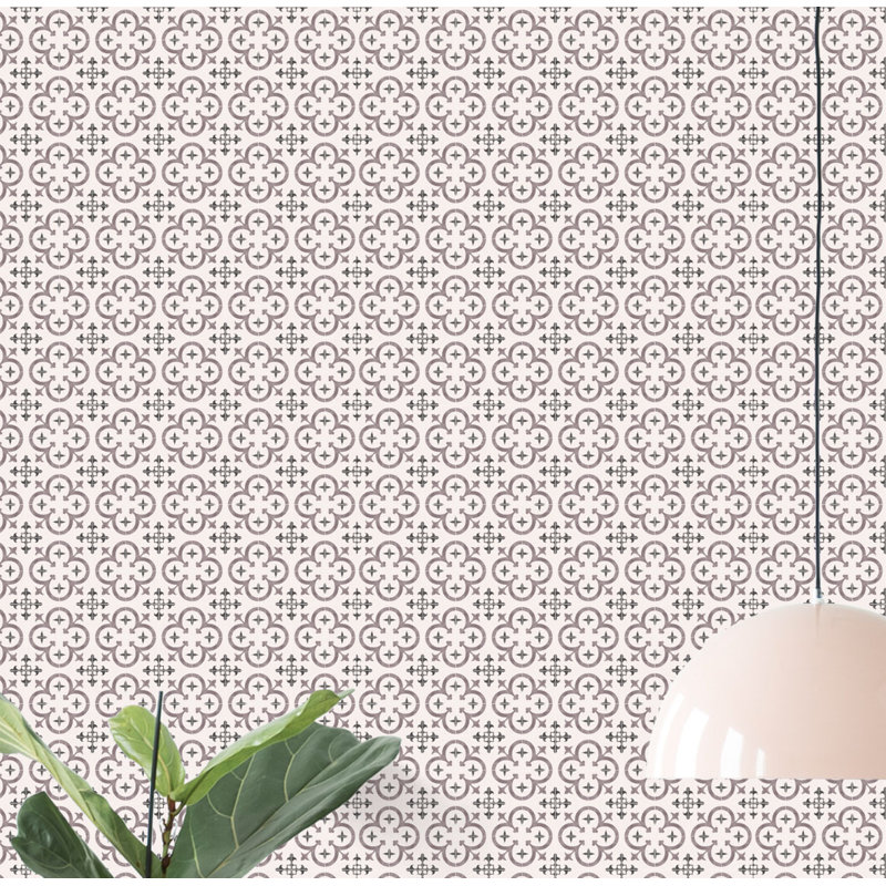 Carreau de papier peint auto-adhésif Clouse Flower, L 18 pi x l 2 pi, Mauve / Gris