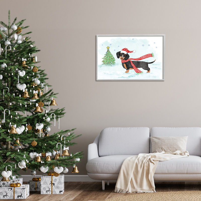 Teckel avec foulard, art de la giclée encadrée par Mollie B., Estampe numérique Farmhouse, H 20 po x l 30 po