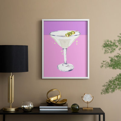 Reproduction encadrée Neon Martini - bois massif