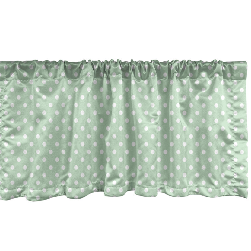Mint Green and White Polka Dot Satin Rod Pocket Valance Set