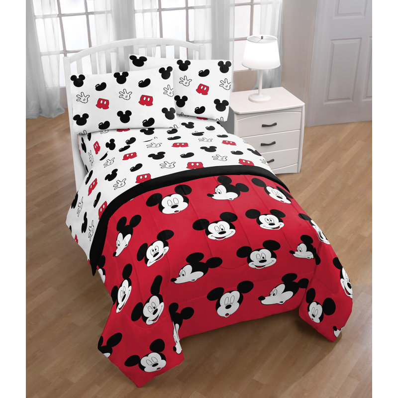 Mickey Mouse Bed Set w/ Sham, Twin Comforter + 3 Additional Pieces