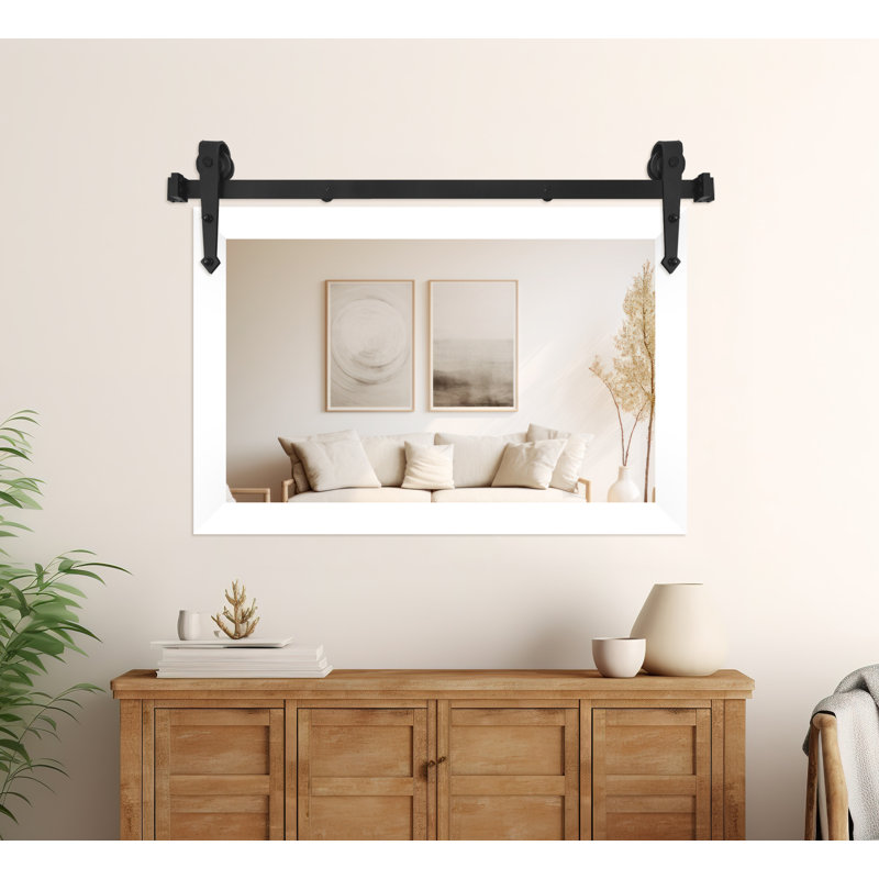Conner Rea Flat Wall Mirror, Glossy White, 14" x 27"