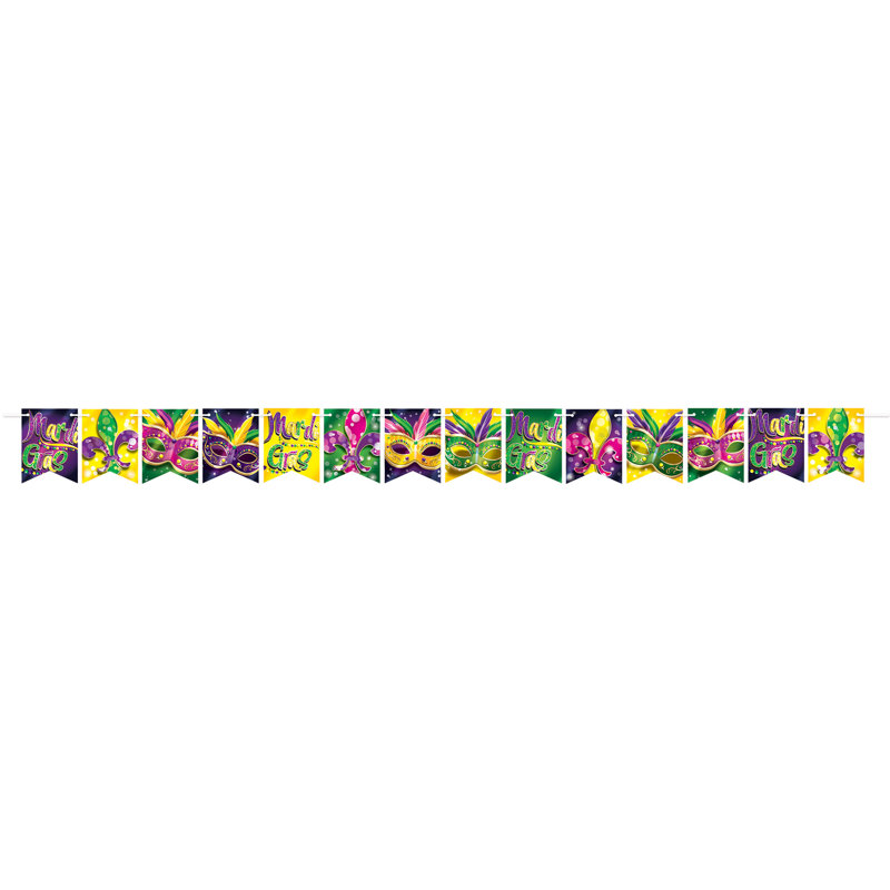 Banderole Mardi Gras en aluminium - 6 po x 7 pi - paquet de 12