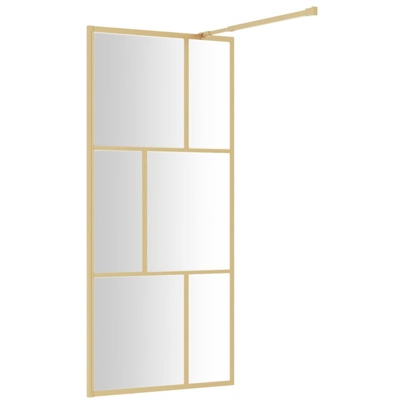 Belfry Walk-in Shower Wall with Clear ESG Glass, Gold, 90cm W