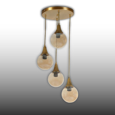 Adjustable Height Metal Body Globe Cluster Pendant With Glass Cap