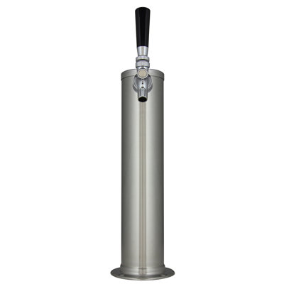 14" Tall PVD Brass 1-Tap Draft Beer Tower with 100% Stainless Steel Contact