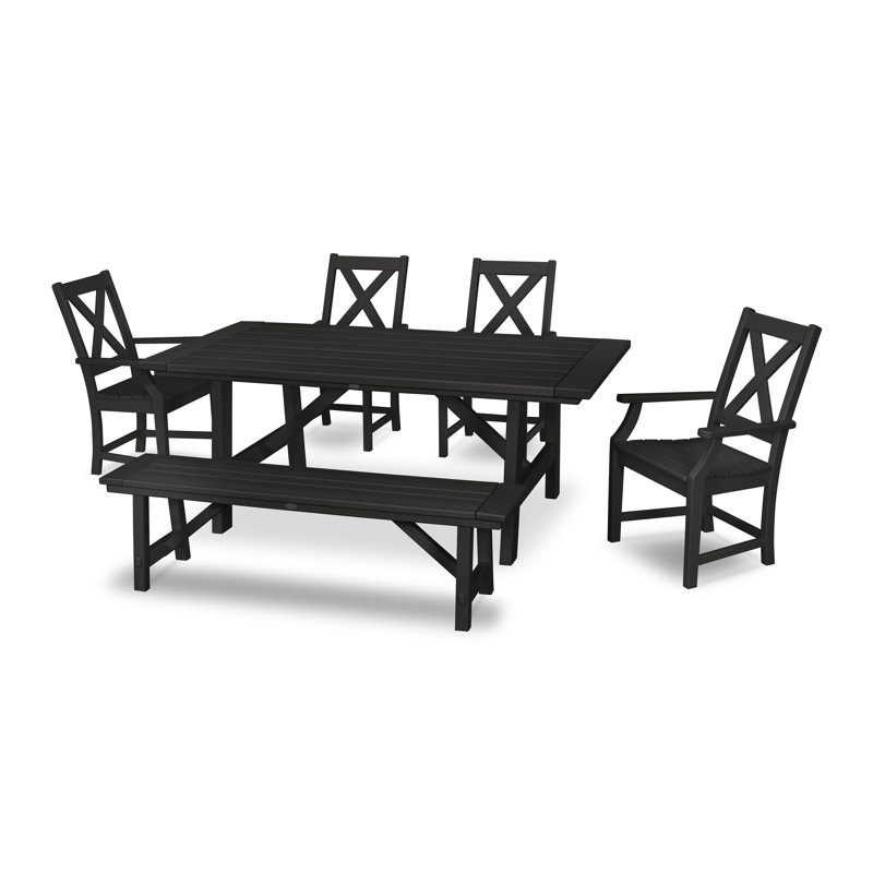 Braxton 6 - Person Patio Dining Set with Rectangular Table, Black