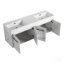 Meuble-lavabo mural de 60 po avec lavabo, lavabo double en résine à rebords épais, ensemble KD