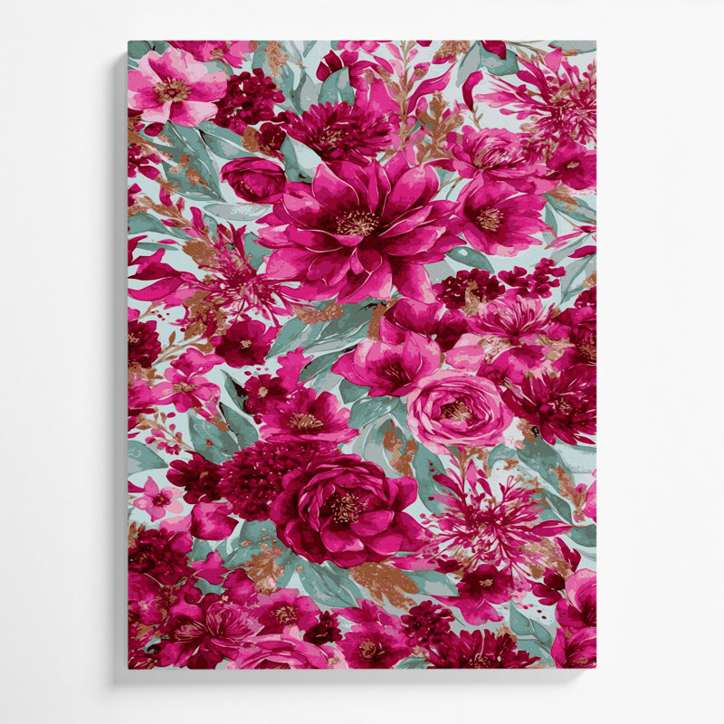 "Watercolor Floral 39", art mural sur toile mauve, H 8 po x l 10 po