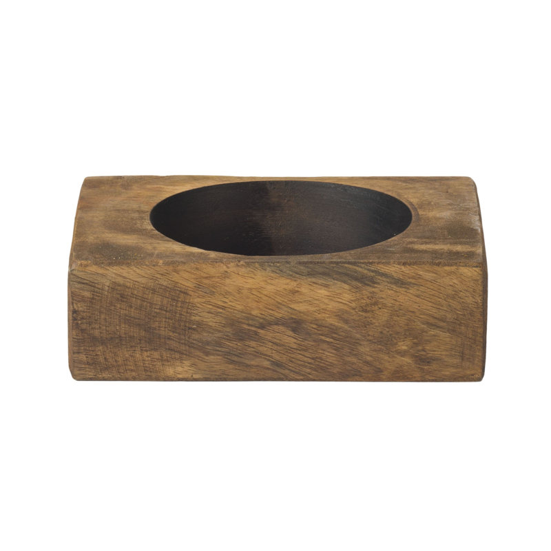 1 Hole Cheese Mold Candle Holder, Wooden Candle Holders for Table Centrepiece, Brown
