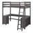 Loft Bed With U-Shaped Desk, Drawers And Storage Shelves-1824986476