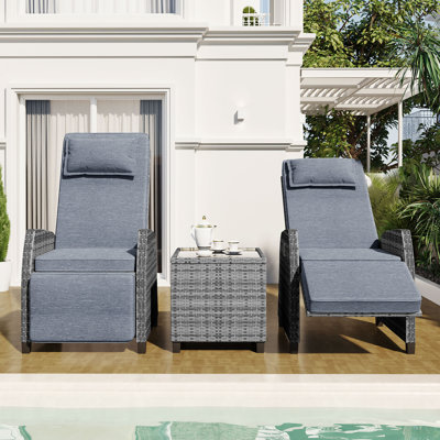 Outdoor Wicker Patio Conversation Furniture Set, 2 - Person Seating Group with Cushions by Lark Manor