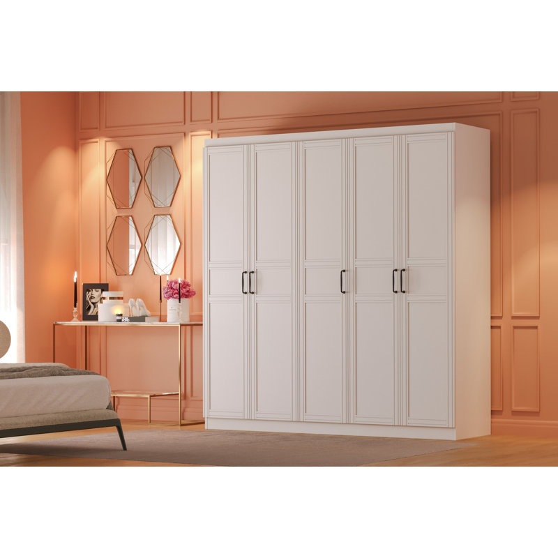 Berend 5 Door Manufactured Wood Wardrobe, 198cm H x 54cm W x 34cm D