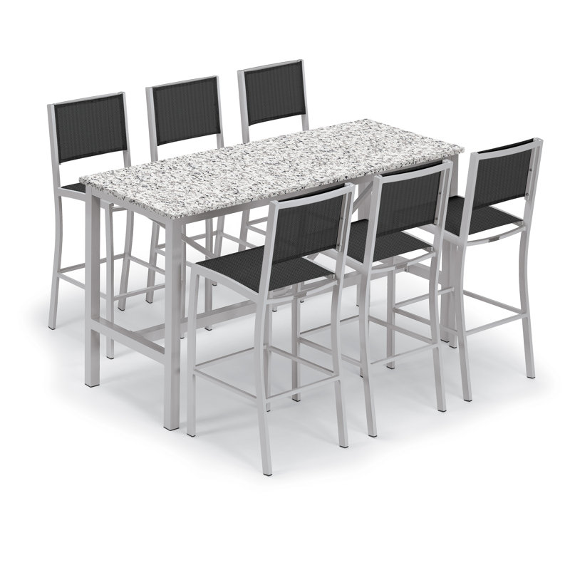 Travira Outdoor 7 - Piece Dining Set, Litecore Charcoal, Ninja Black Basketweave