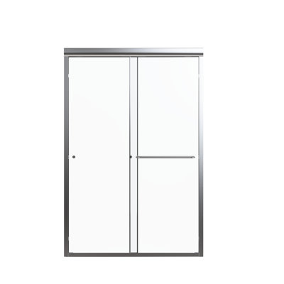Semi- Double Sliding Shower Door, 44"-48"W X 72"H, Tempered Glass, , Round Tube Handle 48 In W 72 H Bypass, 6Mm Sophisticated Finish