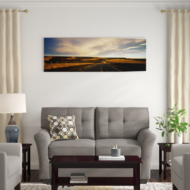 «Country Road, Montana, USA», reproduction de photo sur toile, H 20 po x l 60 po x P 1,5 po, Toile tendue