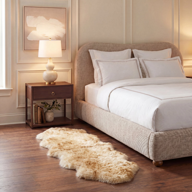 Tateos Sheep Skin Natural Sheep Skin Made Within Acid Dying Sheep Skin Animal Print Rug, Runner 2' x 8'5"
