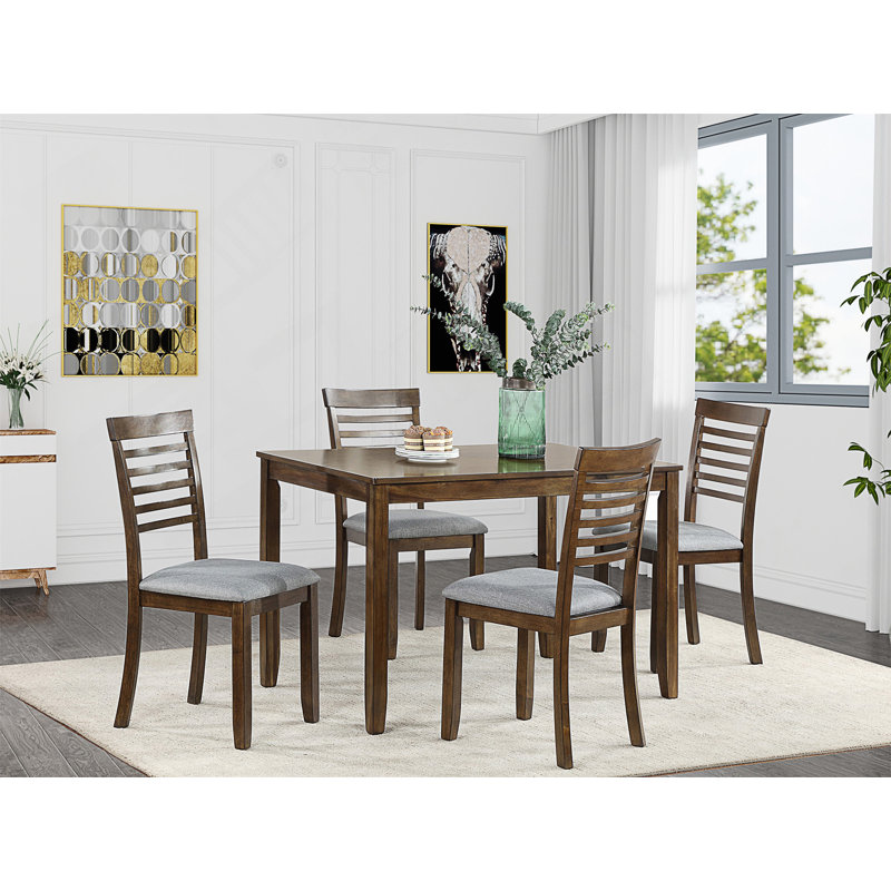Ensemble de salle à manger moderne 5 pièces avec table spacieuse et chaises confortables, parfait pour les espaces compacts et le design élégant