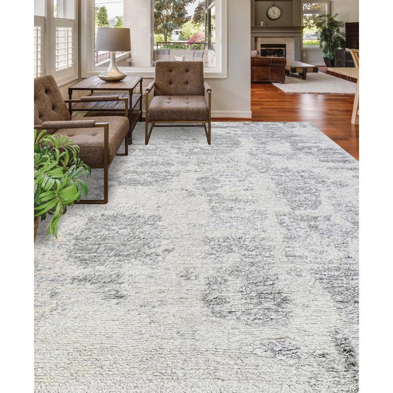 Wool Area Rug in Light Gray/Gray, Rectangle 8' x 10'