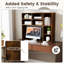 Desktop Bookshelf Desk Hutch with 3 Adjustable Shelves-Brown