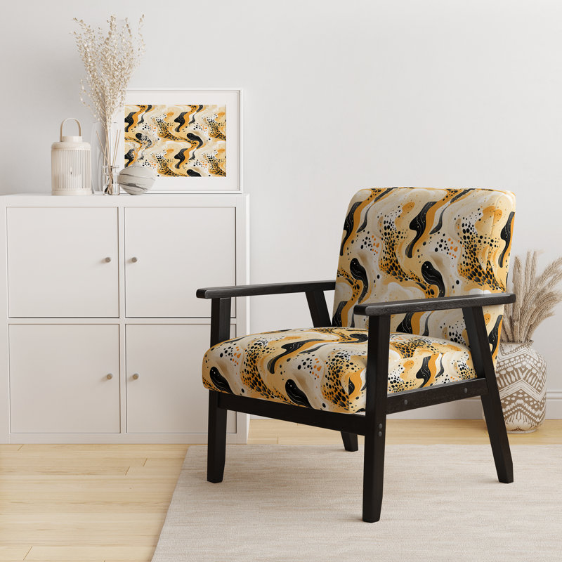 Fauteuil d'appoint rembourré glamour orange et noir à imprimé guépard I