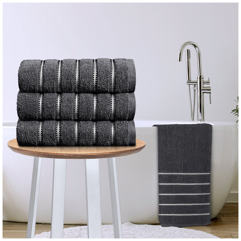 Luxury Cotton Striped Bathroom Towels, Super Soft , Highly Absorbent & Quick Dry – Includes Hand Towels & Bath Sheets