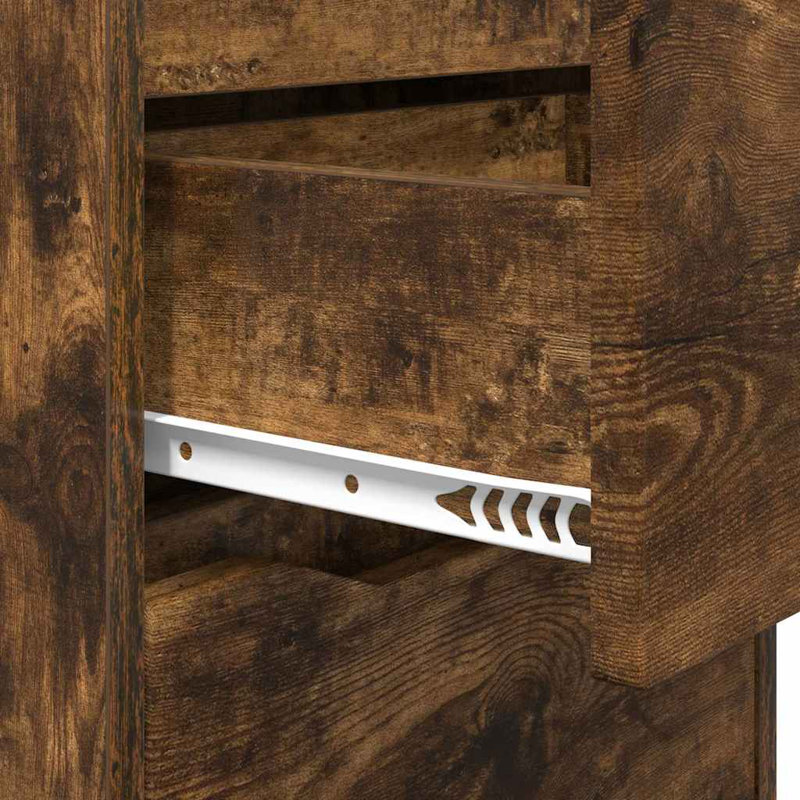 40cm W Manufactured Wood Bedside Table, Smoked Oak